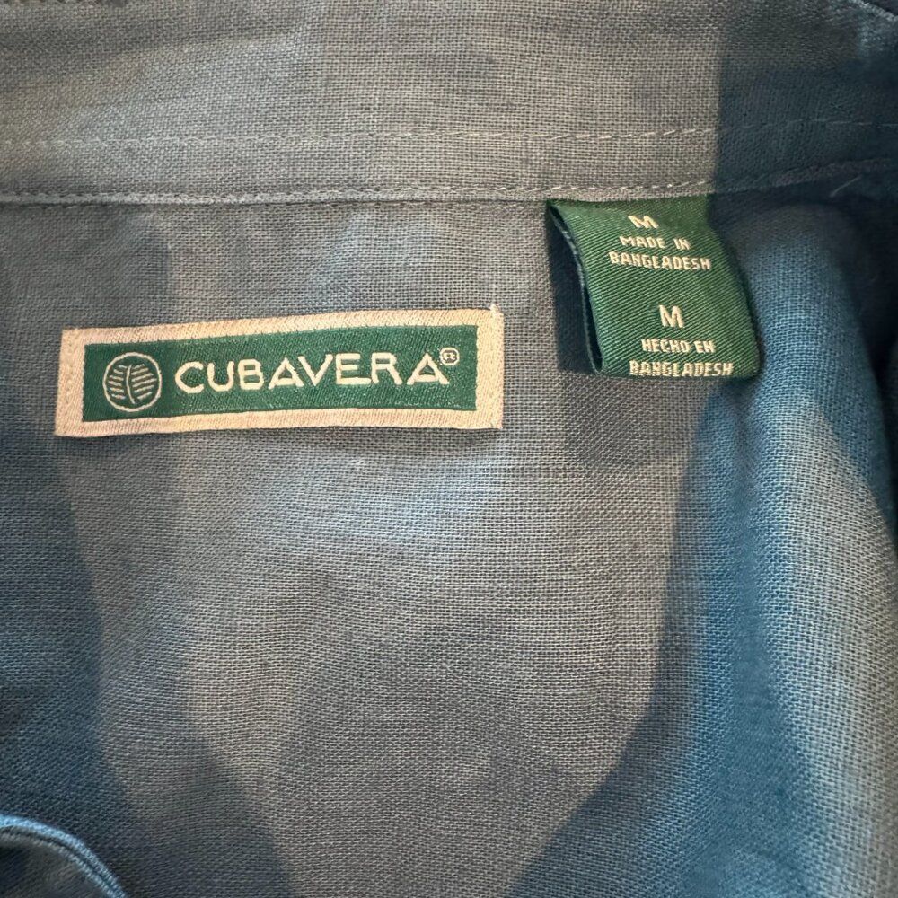 Cubavera Teal Blue Linen Cotton Blend Button Front Shirt Men’s Medium - Picture 5 of 5